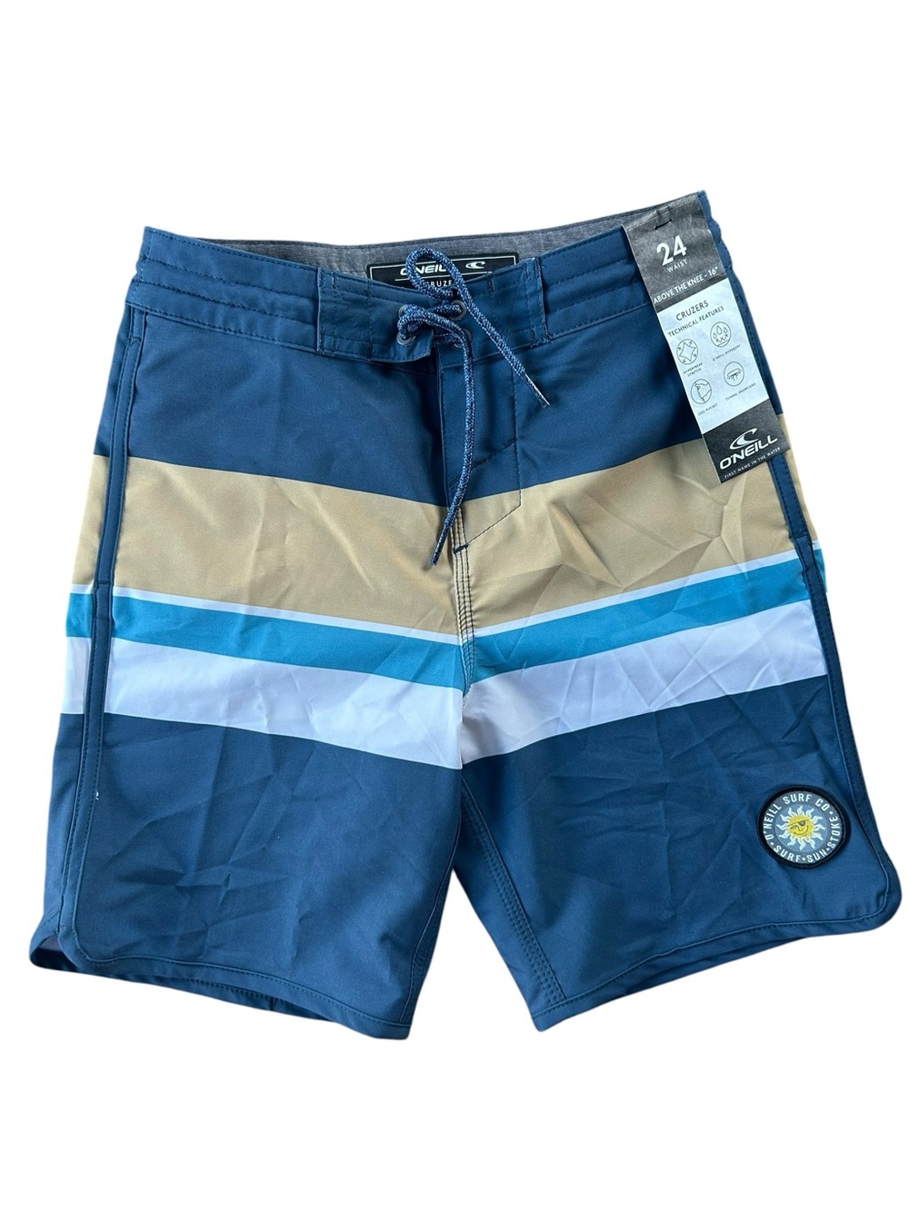 NWT O'Neill Boys Blue Striped Cruzers Boardshorts Size 8/10 Youth